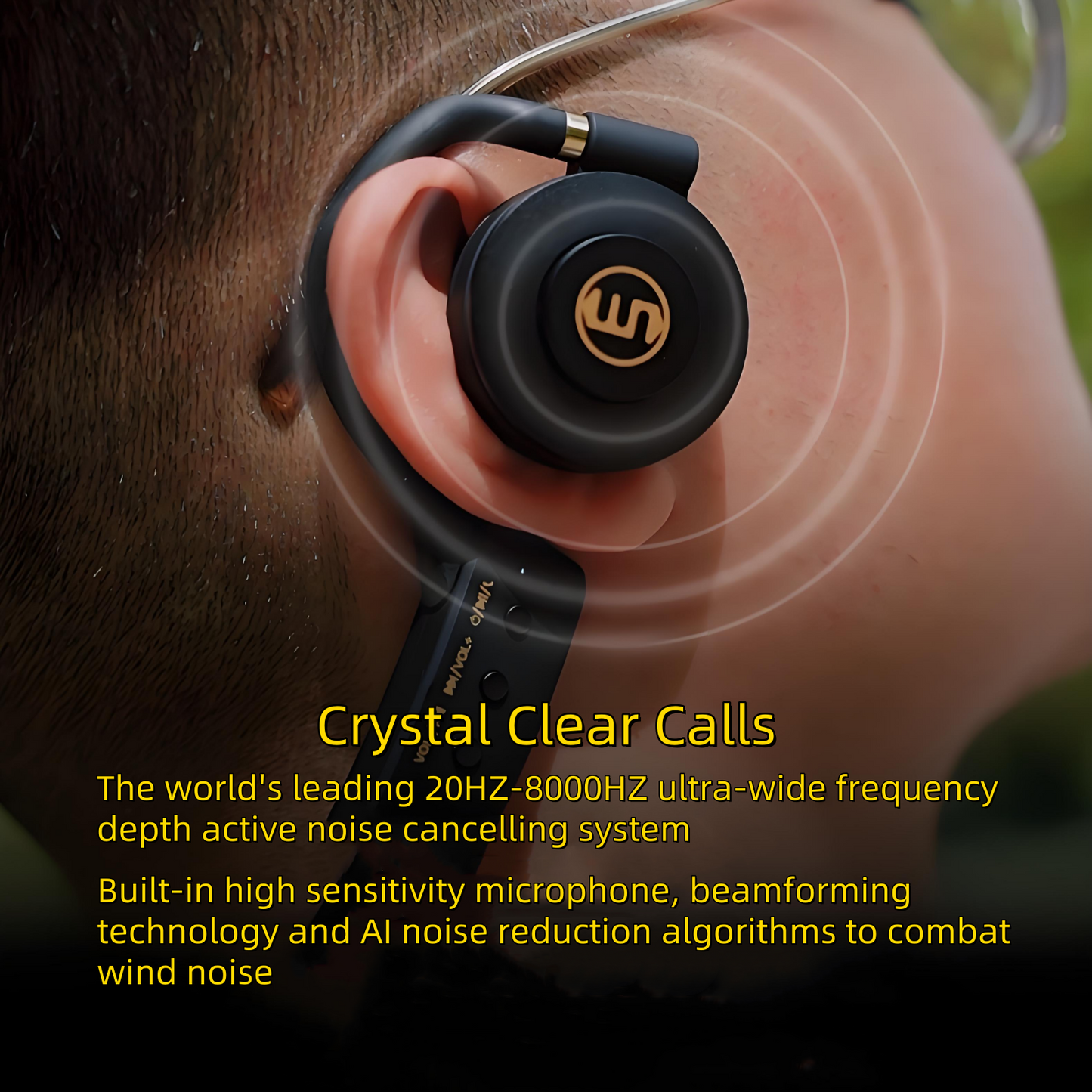 Open-Ear Headphones Bluetooth 5.3, DRD 3 Bass Modes 20H Playtime Dual Connect ESSNIO-XB1 for Running