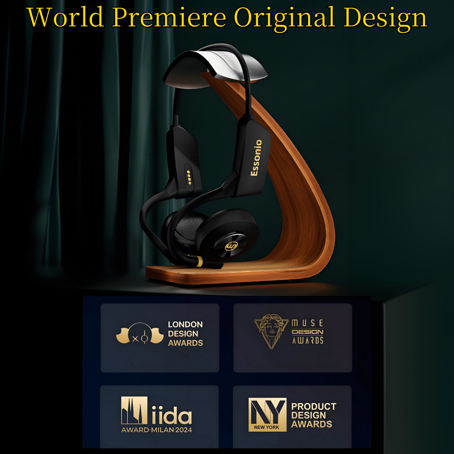 Open-Ear Headphones Bluetooth 5.3, DRD 3 Bass Modes 20H Playtime Dual Connect ESSNIO-XB1 for Running