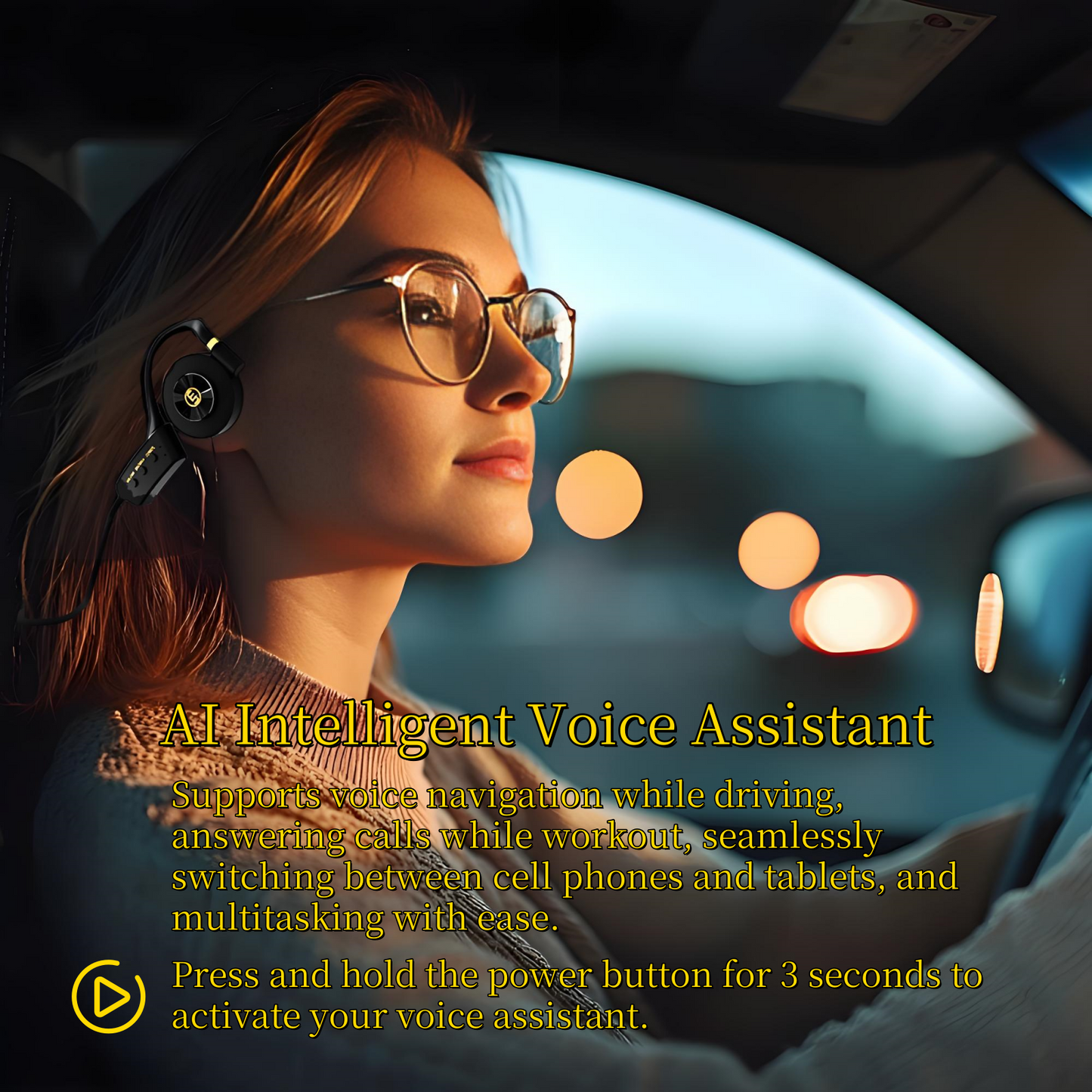 Open-Ear Headphones Bluetooth 5.3, DRD 3 Bass Modes 20H Playtime Dual Connect ESSNIO-XB1 for Running