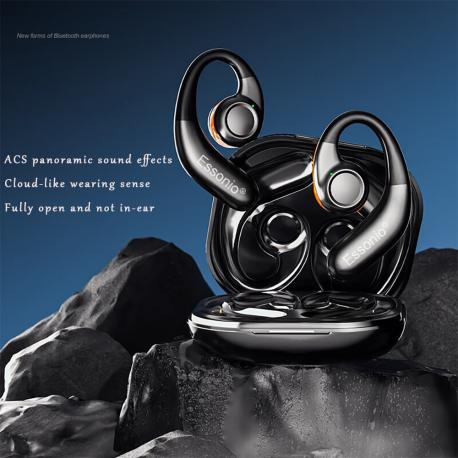 Open Ear Wireless Earbuds 9Hrs Playtime IPX5 Waterproof | ESSONIO-M13, Stereo Sound with Touch Control Secure Ear-Hook for Running Cycling Gym & Commuters