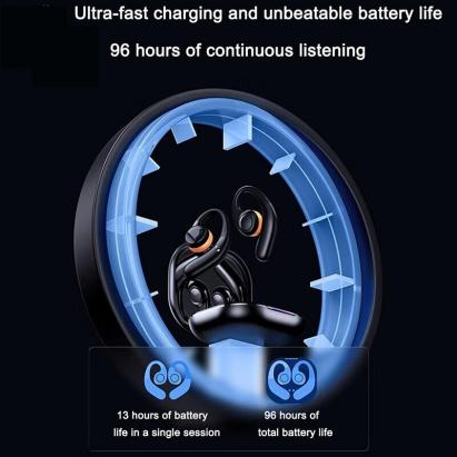 Open Ear Wireless Earbuds 9Hrs Playtime IPX5 Waterproof | ESSONIO-M13, Stereo Sound with Touch Control Secure Ear-Hook for Running Cycling Gym & Commuters