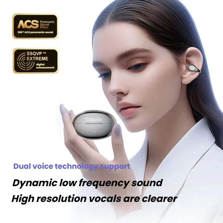 Open Ear Earphones with Bluetooth5.4, Ultra light clip wireless earbuds AI call Noise Cancelling, 68H Playtime, Dual Device Sync, Waterproof Wireless Earbuds for Running, Cycling, Gym & Work