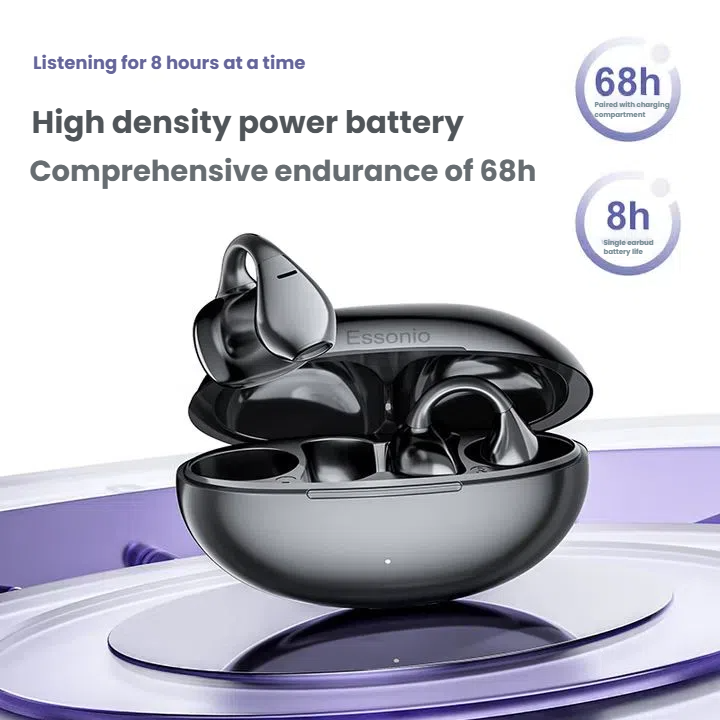 Open Ear Earphones with Bluetooth5.4, Ultra light clip wireless earbuds AI call Noise Cancelling, 68H Playtime, Dual Device Sync, Waterproof Wireless Earbuds for Running, Cycling, Gym & Work