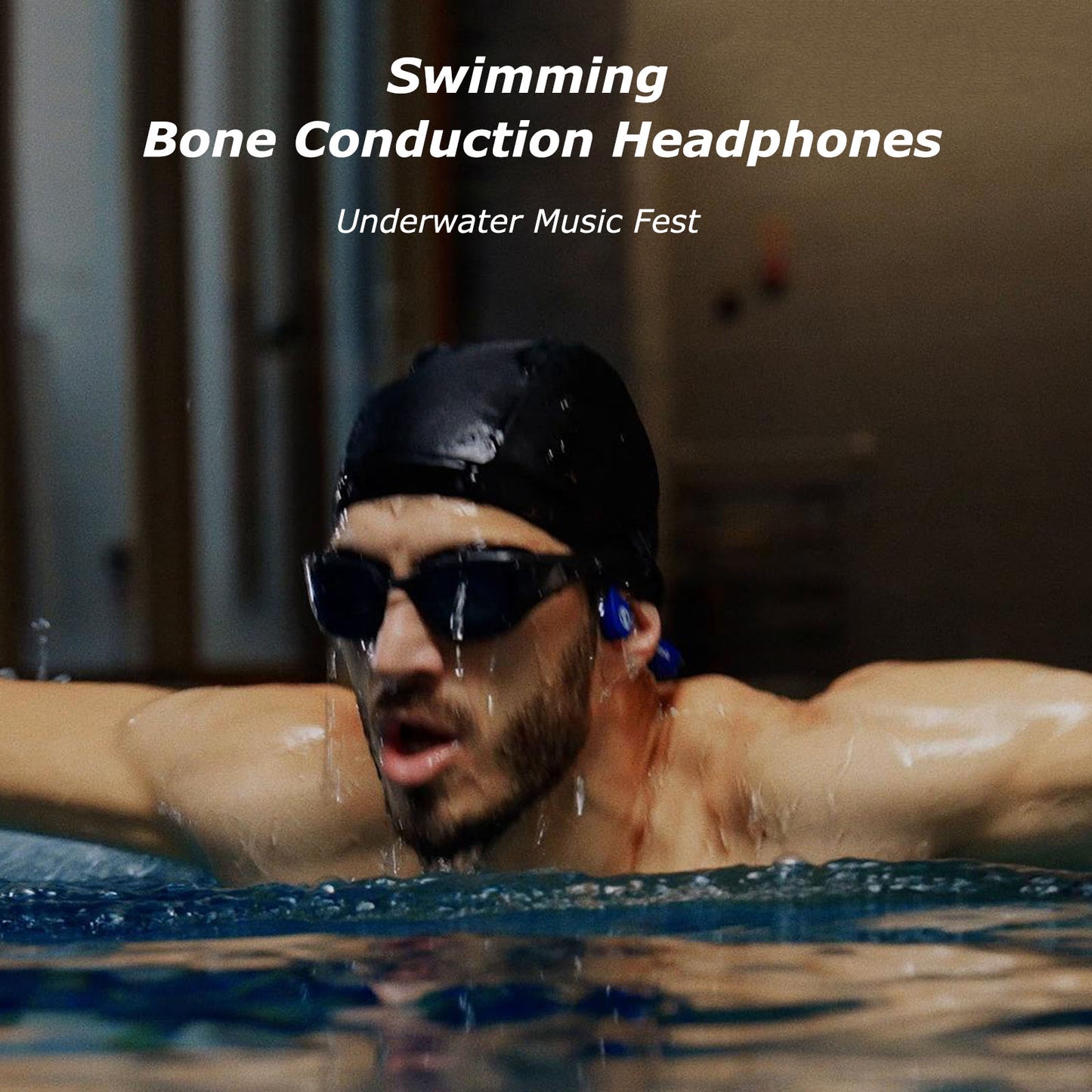 Open-ear Headphones Bluetooth5.3 with Mic IPX8 Swimming Bone Conduction Headset Built-in 32G Memory | ESSONIO-911 for Swimming Running Cycling Exercise