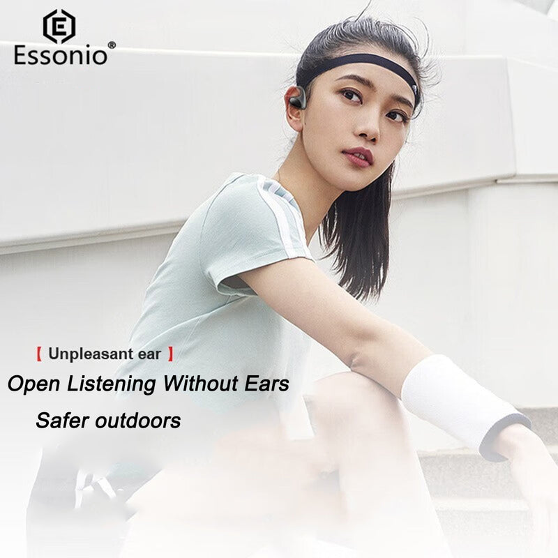 Essonio Open-Ear Headphones, True Wireless Bluetooth Earphones with Microphone, Low Latency Earhook Earbuds with 30 Hours of Playtime, Fast Charging, IP45 Water-Resistant, Bluetooth5.1