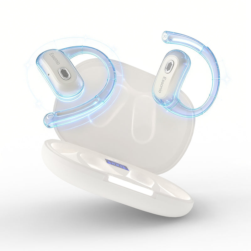 Open-Ear Headphones Over Ear Earbuds with Ear Hooks Directional Sound Bluetooth 6.0 35H Endurance, Dual-Layer Silicone Comfort ENC Clear Calls, IPX5 Sweat Resistant Workout Earphones