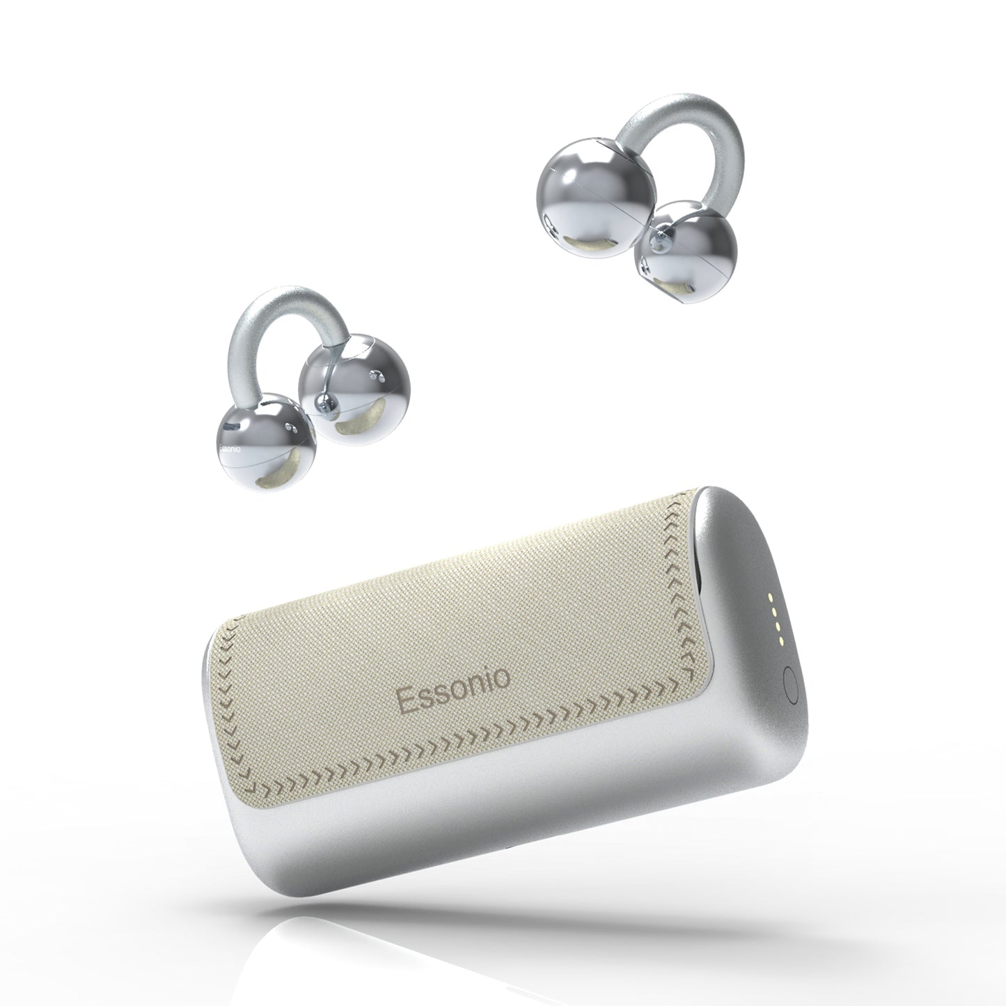 Essonio Ultra Open Ear Earbuds Removable Washable Case Wireless Clip On Headphones Powerful Sound Bluetooth 6.0 Dual Device Sync AI Clear Calls Waterproof for Sports Work Black