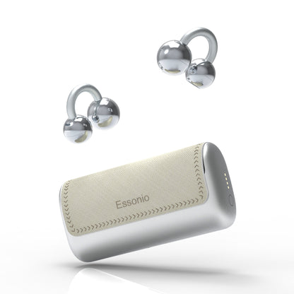 Essonio Ultra Open Ear Earbuds Removable Washable Case Wireless Clip On Headphones Powerful Sound Bluetooth 6.0 Dual Device Sync AI Clear Calls Waterproof for Sports Work Black