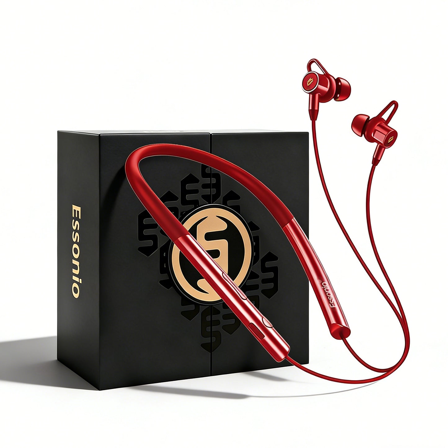 Neckband Bluetooth Earbuds with Mic Hybrid Active Noise Cancelling, 24H Playtime, IPX5 Waterproof, Comfortable Magnetic Sport Headphones for Running, Work, Travel Red