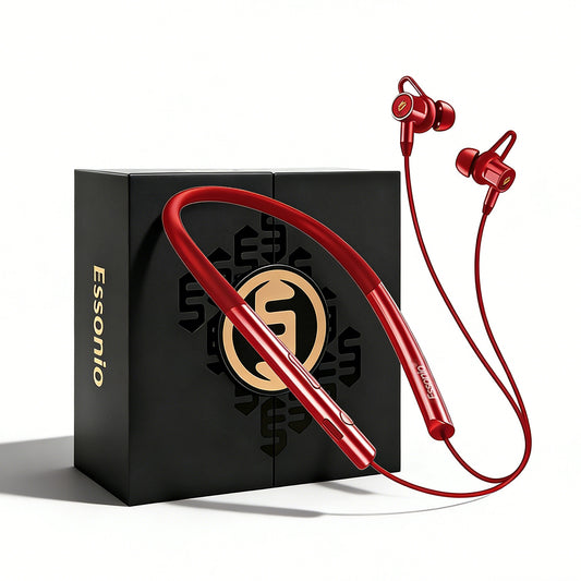 eckband Bluetooth Earbuds with Mic Hybrid Active Noise Cancelling, 24H Playtime, IPX5 Waterproof, Comfortable Magnetic Sport Headphones for Running, Work, Travel Red