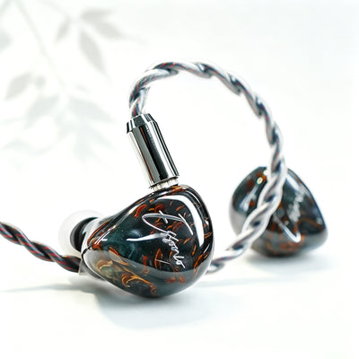 Essonio ES-C13 Handcrafted Wood in-Ear Monitor, 2 Knowles BA+1DD Hybrid Hi-Fi IEM, Noise Cancelling Wired Earbuds, 5N Silver-Plated Cable, 3.5/4.4mm/Type-C, Pro Earphones for Studio, Music, Stage