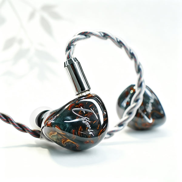 Essonio ES-C13 Handcrafted Wood in-Ear Monitor, 2 Knowles BA+1DD Hybrid Hi-Fi IEM, Noise Cancelling Wired Earbuds, 5N Silver-Plated Cable, 3.5/4.4mm/Type-C, Pro Earphones for Studio, Music, Stage