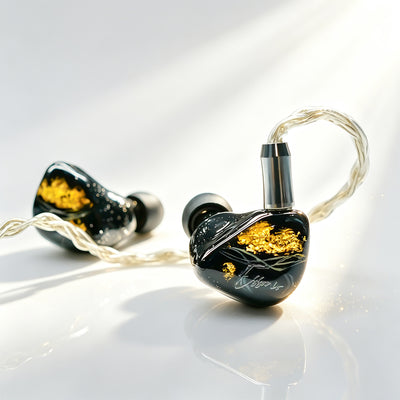 Essonio ES-C19 in-Ear Monitors, 5 Knowles BA Drivers Wired IEMs, Noise Cancelling Audiophile Earbuds, Hi-Res Vocal Monitor with 4.4mm Balanced Silver-Plated Cable for Studio Mixing, Stage, Musicians