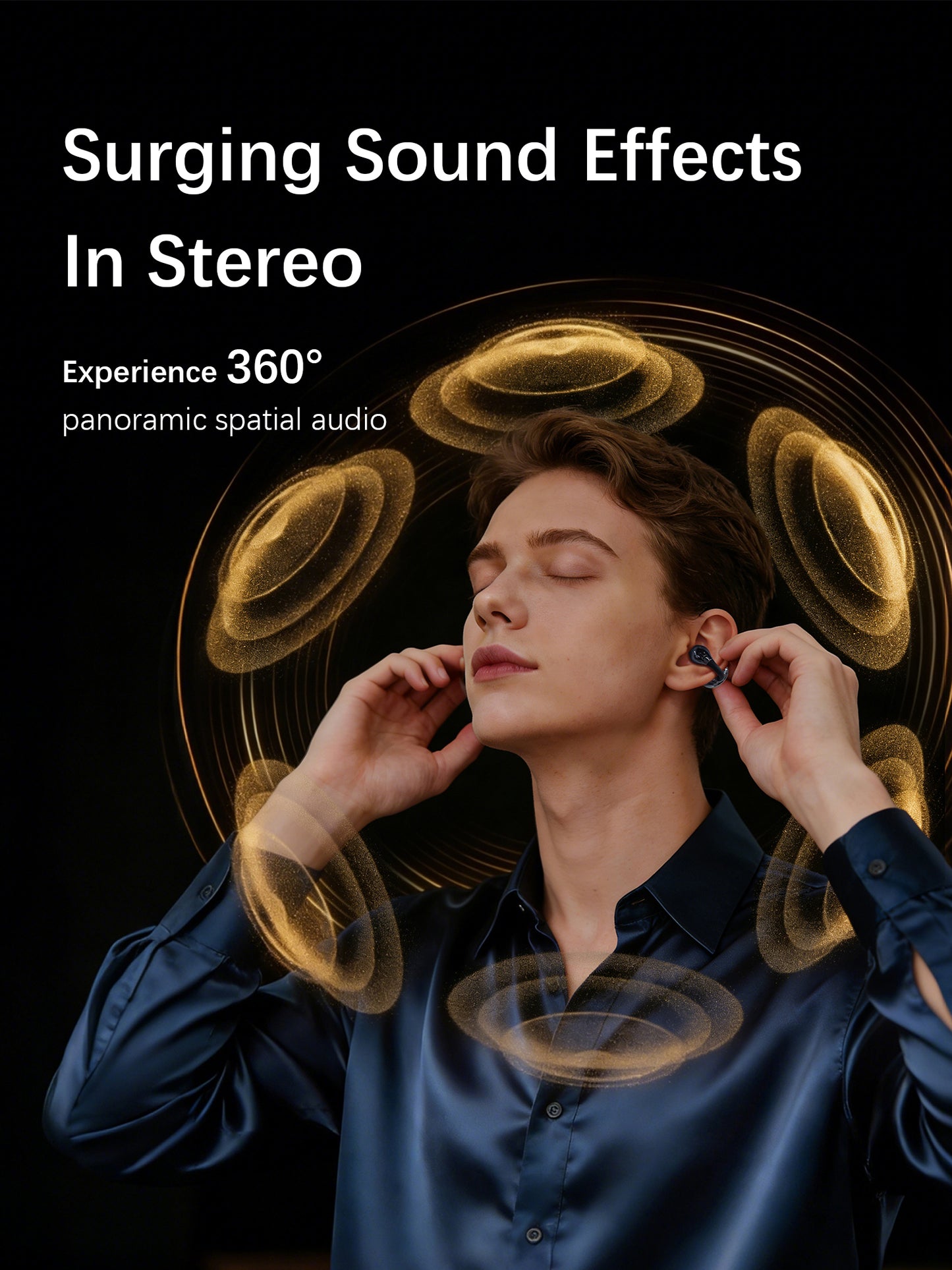 Open Ear Clip On Earbuds Air Conduction Wireless Headphones, Premium Master-Tuned Sound, Bluetooth 6.0, Ultra-Comfort Titanium Fit, AI Clear Calls, IPX5 Waterproof for Sports Running Workout Office