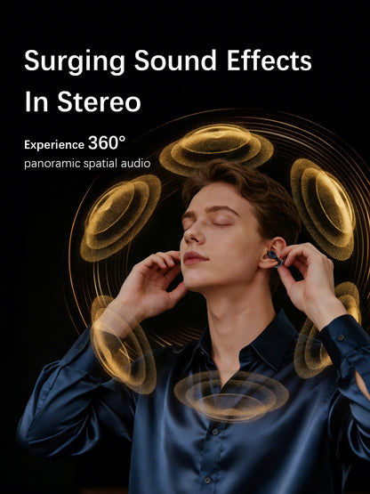 Open Ear Clip On Earbuds Air Conduction Wireless Headphones, Premium Master-Tuned Sound, Bluetooth 6.0, Ultra-Comfort Titanium Fit, AI Clear Calls, IPX5 Waterproof for Sports Running Workout Office