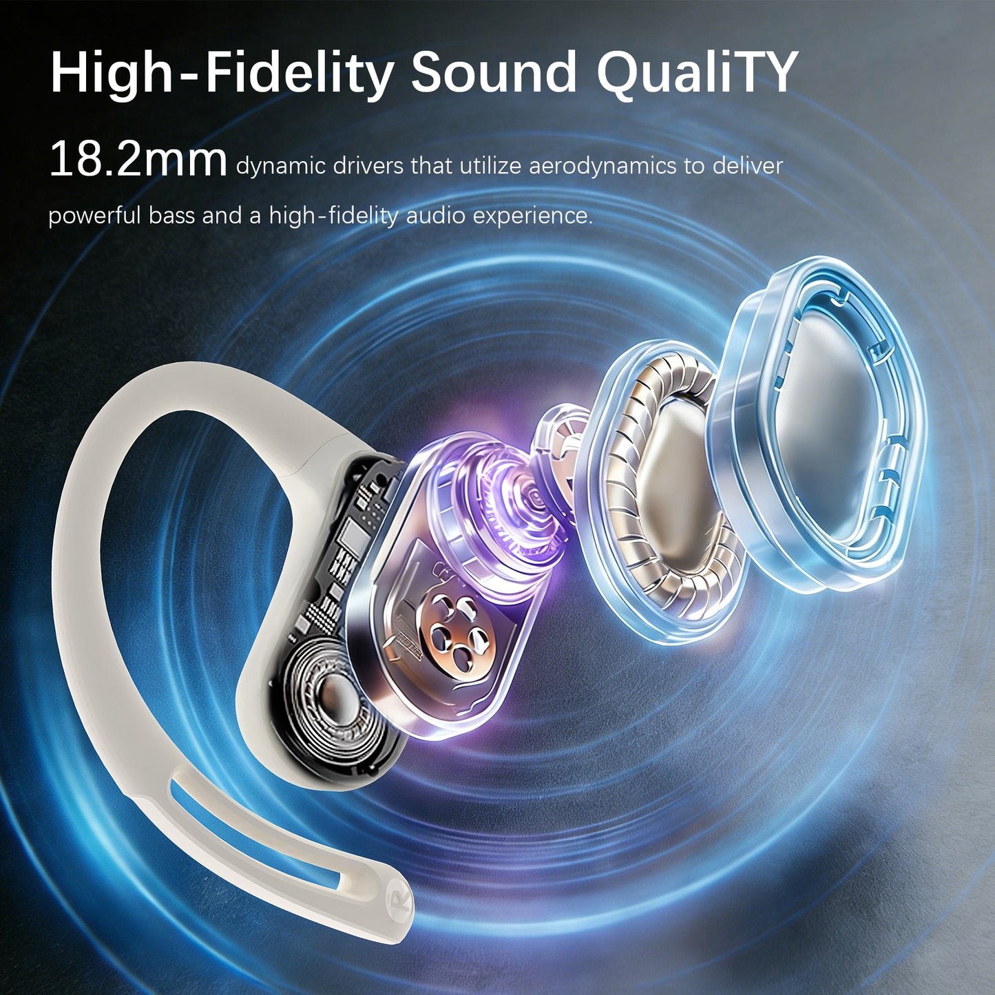Open-Ear Headphones Over Ear Earbuds with Ear Hooks Directional Sound Bluetooth 6.0 35H Endurance, Dual-Layer Silicone Comfort ENC Clear Calls, IPX5 Sweat Resistant Workout Earphones
