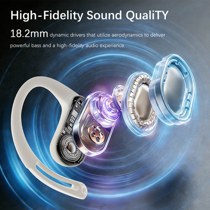 Open-Ear Headphones Over Ear Earbuds with Ear Hooks Directional Sound Bluetooth 6.0 35H Endurance, Dual-Layer Silicone Comfort ENC Clear Calls, IPX5 Sweat Resistant Workout Earphones