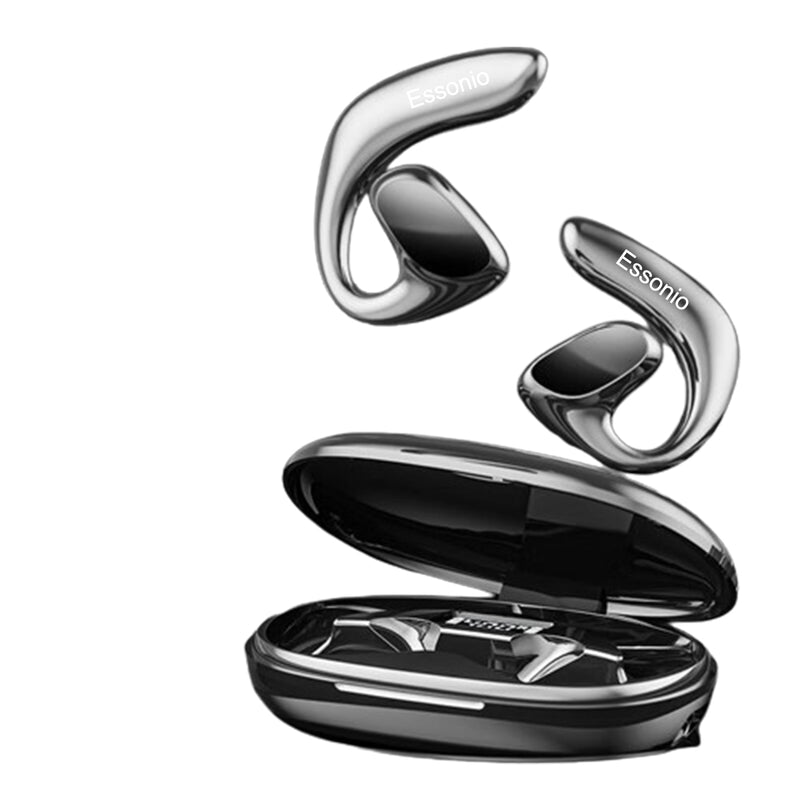 Essonio Open-Ear Headphones, True Wireless Bluetooth Earphones with Microphone, Low Latency Earhook Earbuds with 30 Hours of Playtime, Fast Charging, IP45 Water-Resistant, Bluetooth5.1