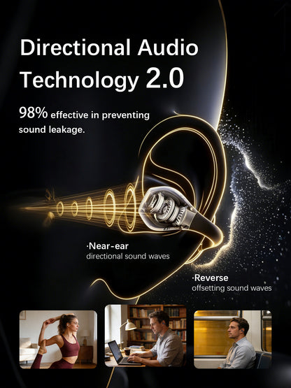 Open Ear Clip On Earbuds Air Conduction Wireless Headphones, Premium Master-Tuned Sound, Bluetooth 6.0, Ultra-Comfort Titanium Fit, AI Clear Calls, IPX5 Waterproof for Sports Running Workout Office