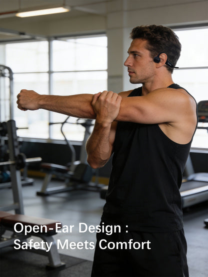 Essonio Bone Conduction Headphones IP68 Waterproof for Swimming, 32GB MP3 Player Bluetooth 5.3 Open Ear Headphones, 12H Battery, Secure Fit for Running & Cycling Black