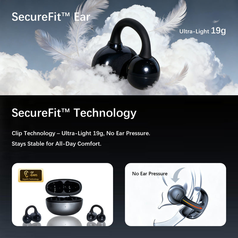 Open Ear M30 Earbuds, Bluetooth 6.0 Wireless Ultra Audio, ENC AI Air Conduction Headphones, 60H Playtime, Stereo Sound, Touch Control, Premium Clip-On Open-Ear Earphones for Office & Daily Use 4