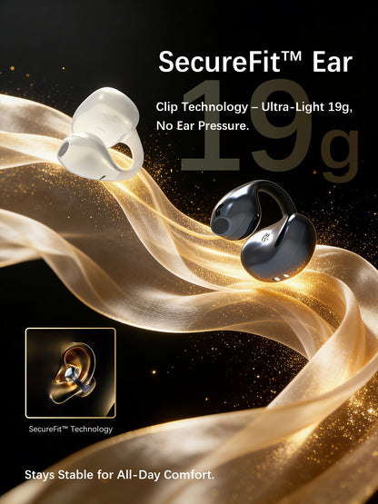 Open Ear Clip On Earbuds Air Conduction Wireless Headphones, Premium Master-Tuned Sound, Bluetooth 6.0, Ultra-Comfort Titanium Fit, AI Clear Calls, IPX5 Waterproof for Sports Running Workout Office