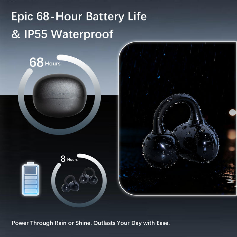 Open Ear M30 Earbuds, Bluetooth 6.0 Wireless Ultra Audio, ENC AI Air Conduction Headphones, 60H Playtime, Stereo Sound, Touch Control, Premium Clip-On Open-Ear Earphones for Office & Daily Use 5