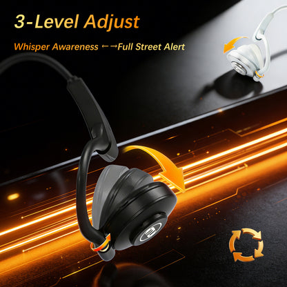 Essonio Open Ear Headphones - Ultra Deep Bass Wireless Bluetooth Air Conduction Headphones 3-Level Deep Bass Ultra-Wideband ANC 20H Play Multi-Point Connect Clear Call