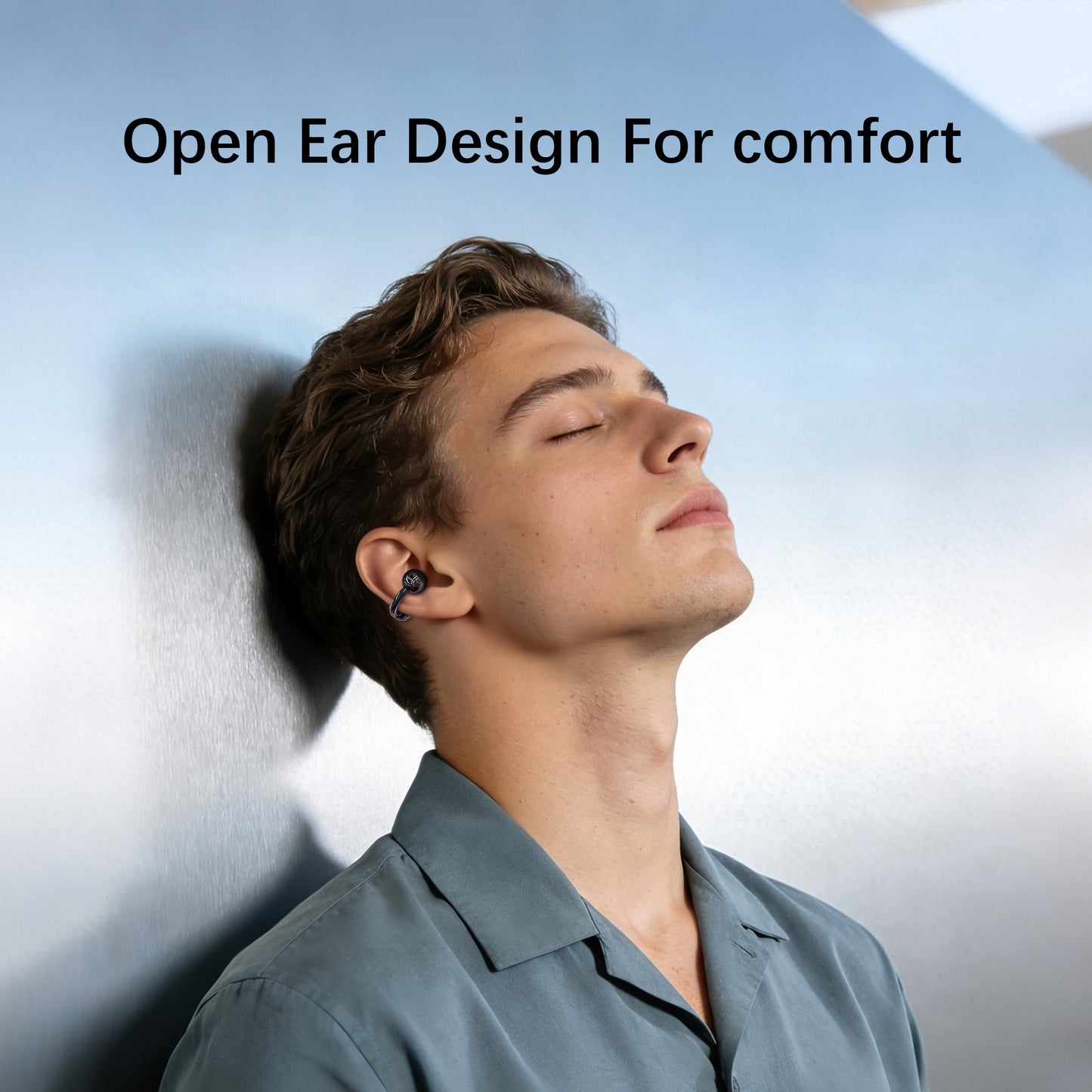 Essonio Ultra Open Ear Earbuds Removable Washable Case Wireless Clip On Headphones Powerful Sound Bluetooth 6.0 Dual Device Sync AI Clear Calls Waterproof for Sports Work Black