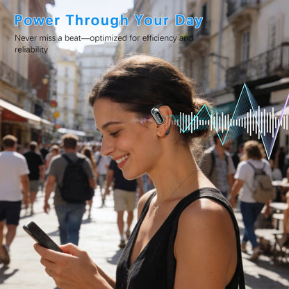 Essonio Open Ear Earbuds Wireless Ear Hooks Headphones, Ultra Lightweight Powerful Stereo Sound 35H Playtime Bluetooth 5.4 Dual Device Sync AI Clear Calls Waterproof for Small Ears