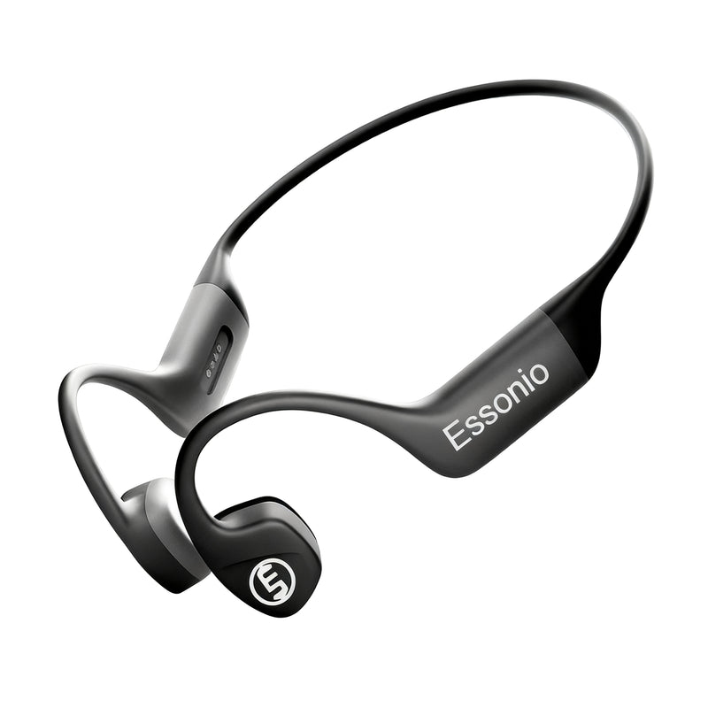 Bone Conduction Headphones IP68 Waterproof Swimming Headphones with Mic Bluetooth Open Ear Earbuds with MP3 Mode 32GB Memory Deep Bass Secure Fit for Running, Cycling and Fitness, Black