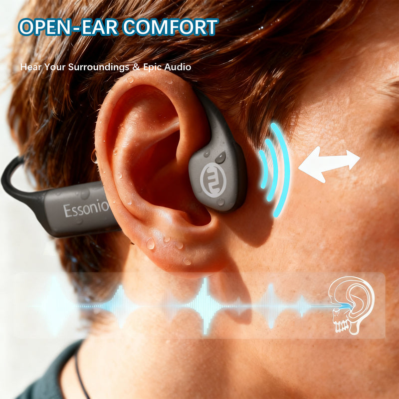 Bone Conduction Headphones IP68 Waterproof Swimming Headphones with Mic Bluetooth Open Ear Earbuds with MP3 Mode 32GB Memory Deep Bass Secure Fit for Running, Cycling and Fitness, Black 4