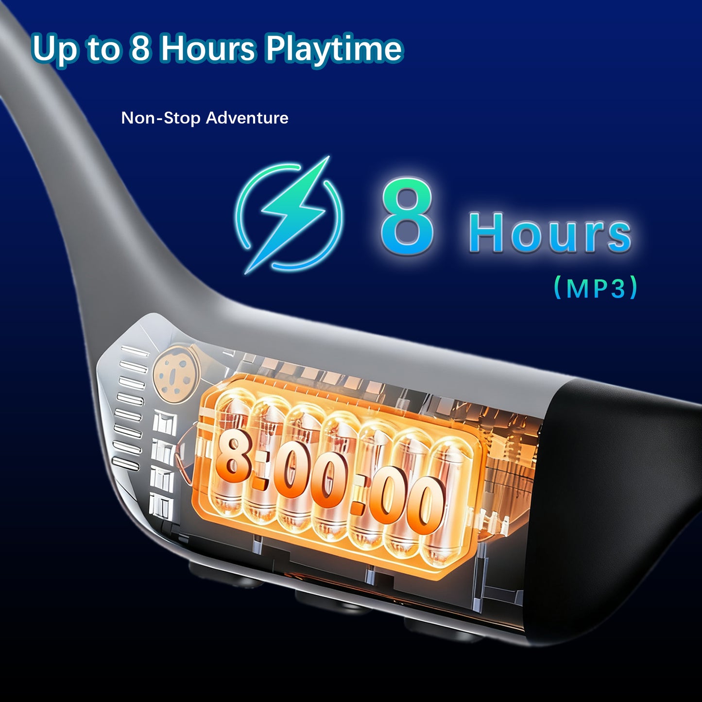 Bone Conduction Headphones IP68 Waterproof Swimming Headphones with Mic Bluetooth Open Ear Earbuds with MP3 Mode 32GB Memory Deep Bass Secure Fit for Running, Cycling and Fitness, Black