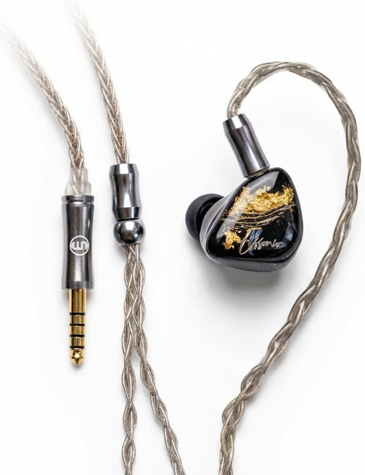 Essonio ES-C19 in-Ear Monitors, 5 Knowles BA Drivers Wired IEMs, Noise Cancelling Audiophile Earbuds, Hi-Res Vocal Monitor with 4.4mm Balanced Silver-Plated Cable for Studio Mixing, Stage, Musicians