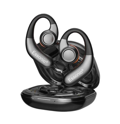 Open Ear Wireless Earbuds 9Hrs Playtime IPX5 Waterproof | ESSONIO-M13, Stereo Sound with Touch Control Secure Ear-Hook for Running Cycling Gym & Commuters