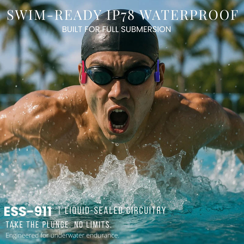 Swimming Headphone Bone Conduction Headphones – Waterproof IP68, Open-Ear Bluetooth 5.4 with 32GB MP3, Built-in Mic, AI Voice Control, Liquid-Silicone Wrapped Titanium for Swimming, Running, and Gym