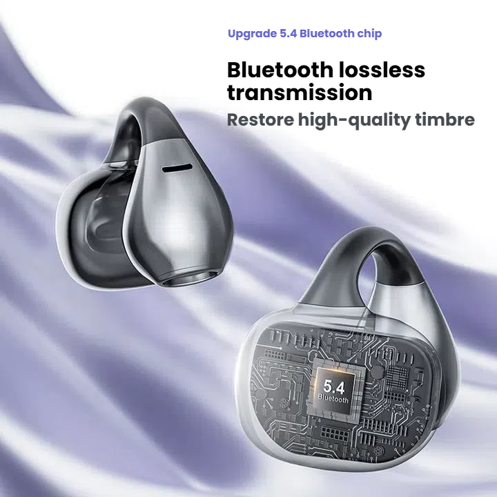 Open Ear Earphones with Bluetooth5.4, Ultra light clip wireless earbuds AI call Noise Cancelling, 68H Playtime, Dual Device Sync, Waterproof Wireless Earbuds for Running, Cycling, Gym & Work